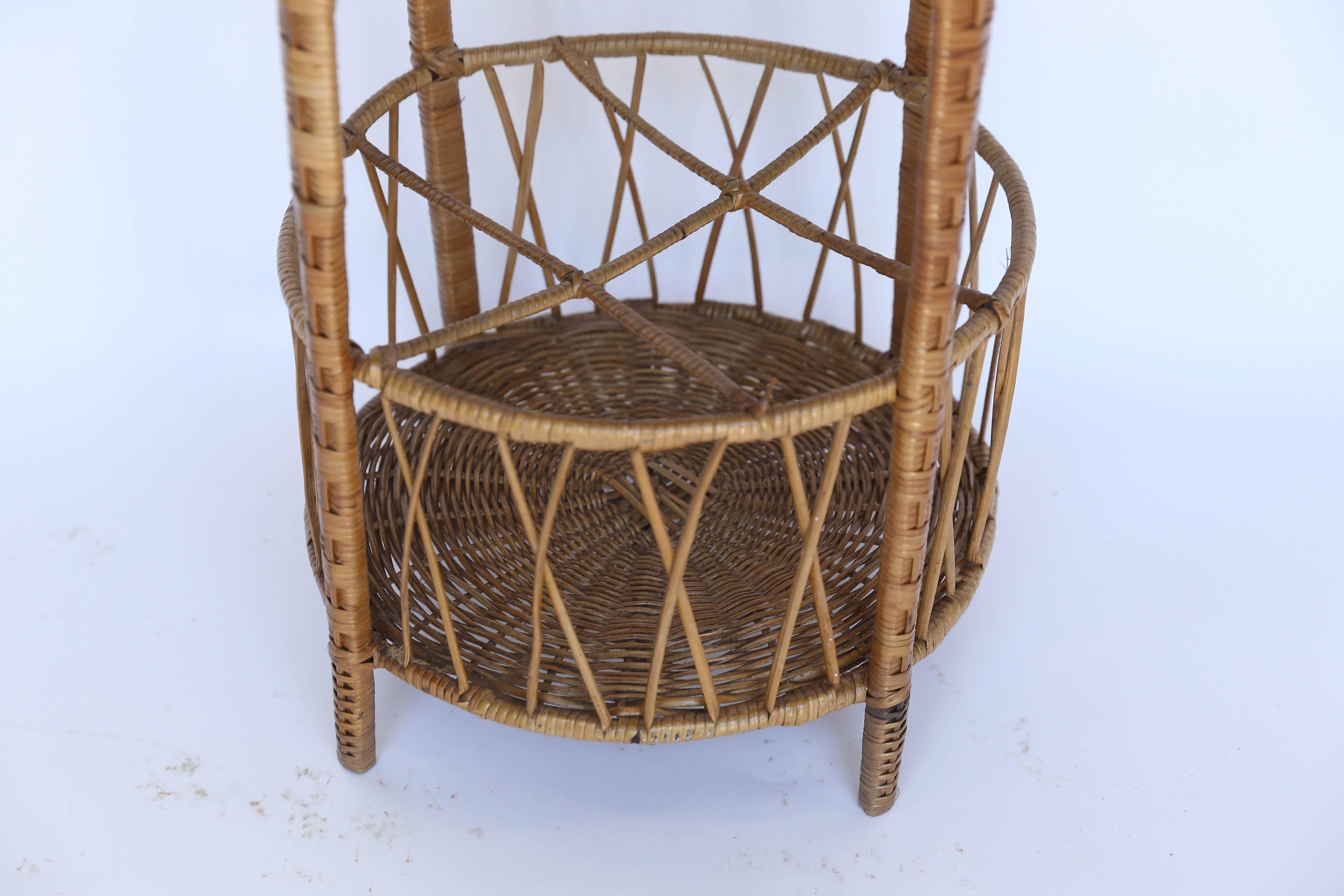 American Vintage Wicker Bar Table