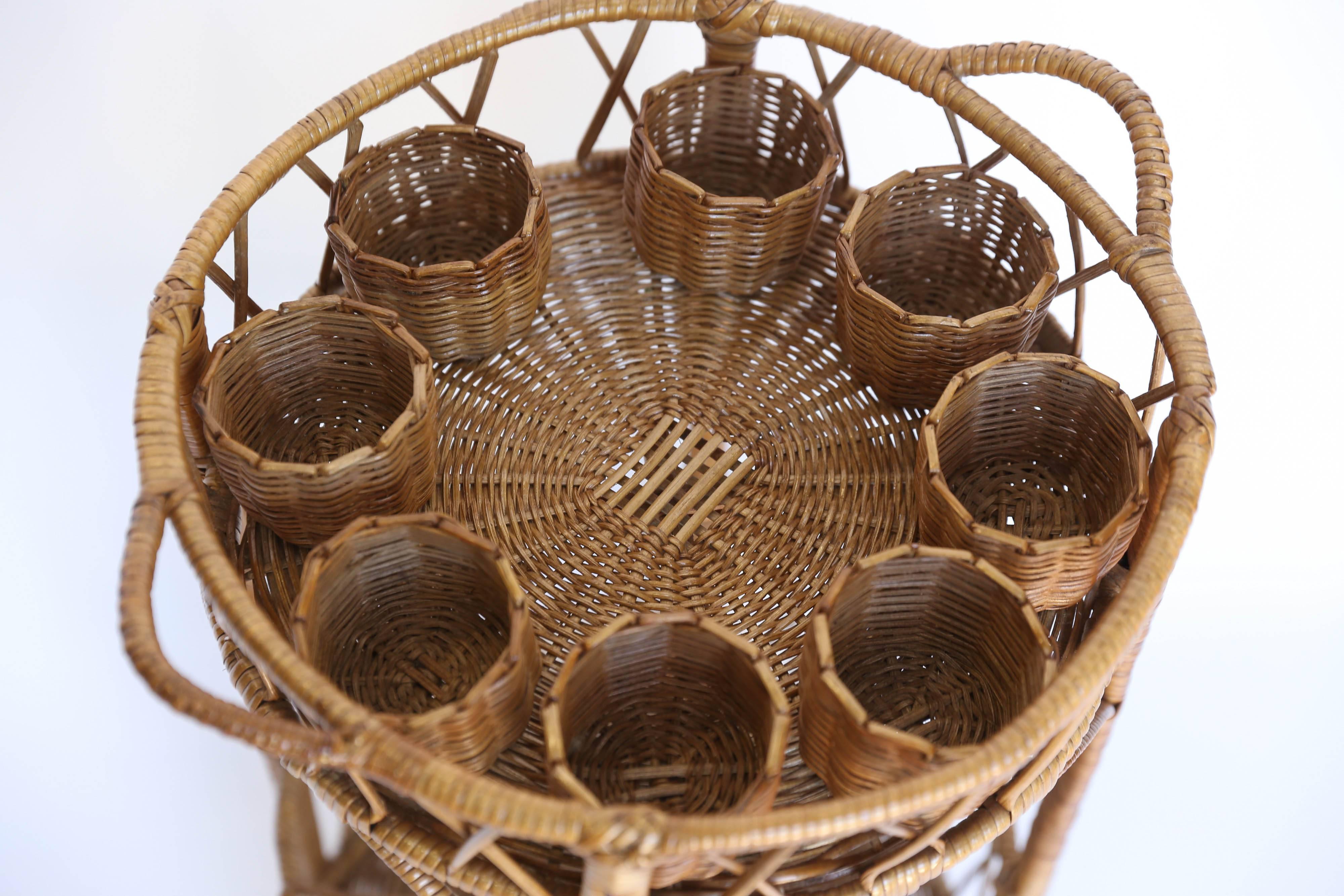 Late 20th Century Vintage Wicker Bar Table