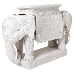 Vintage Wicker Bar with Elephant Heads
