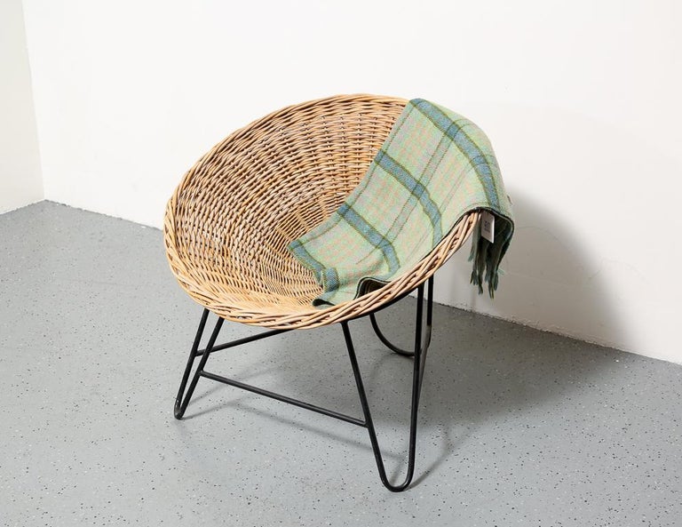 Vintage Wicker Basket Chair at 1stDibs