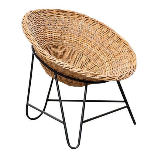 Vintage Wicker Basket Chair For Sale At 1stdibs