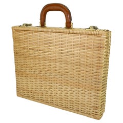Vintage Wicker Briefcase With Leather Details