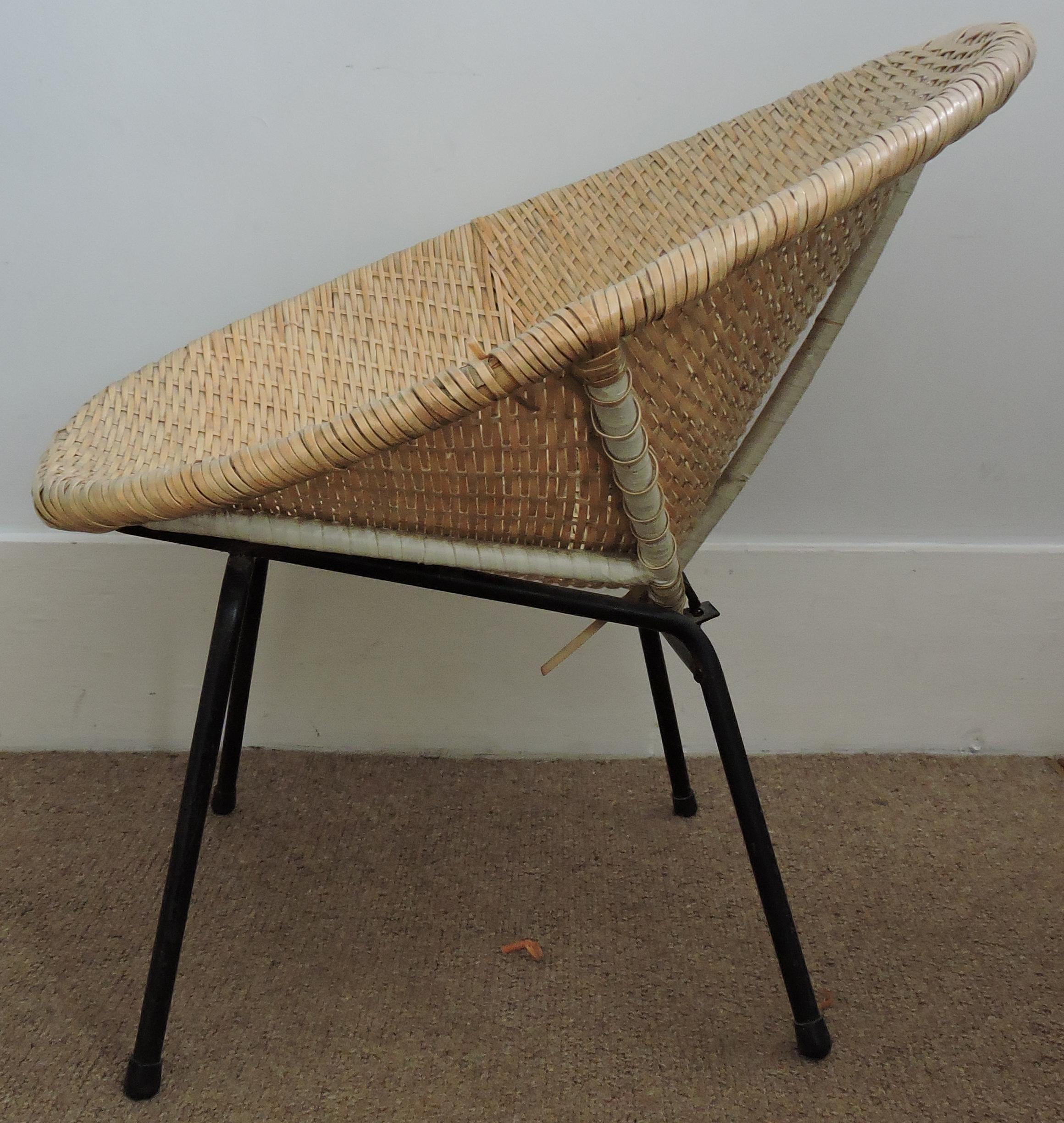 Late 20th Century Vintage Wicker Bucket Chairs, 1970s