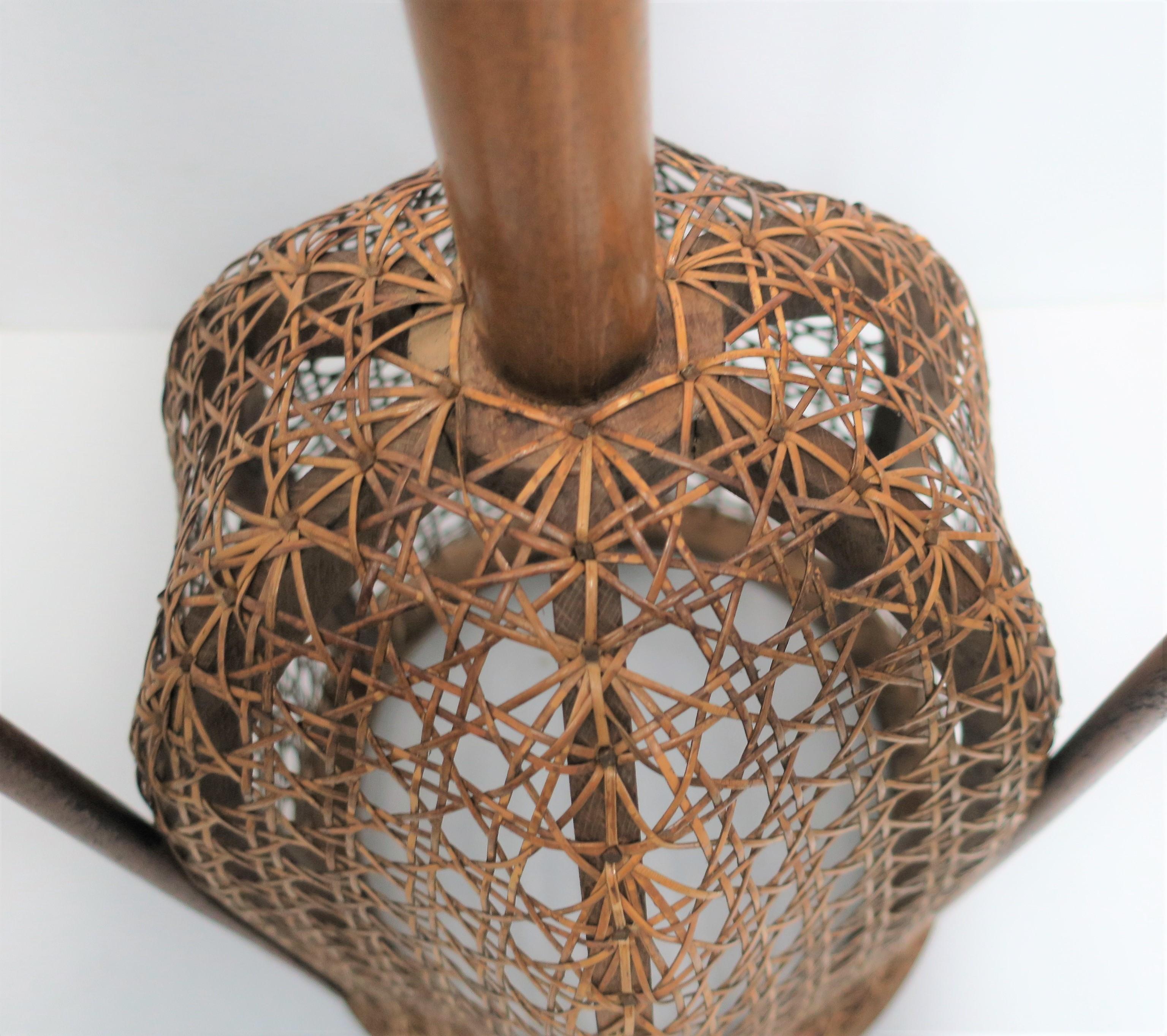 Vintage Wicker Cane Plant Stand 9