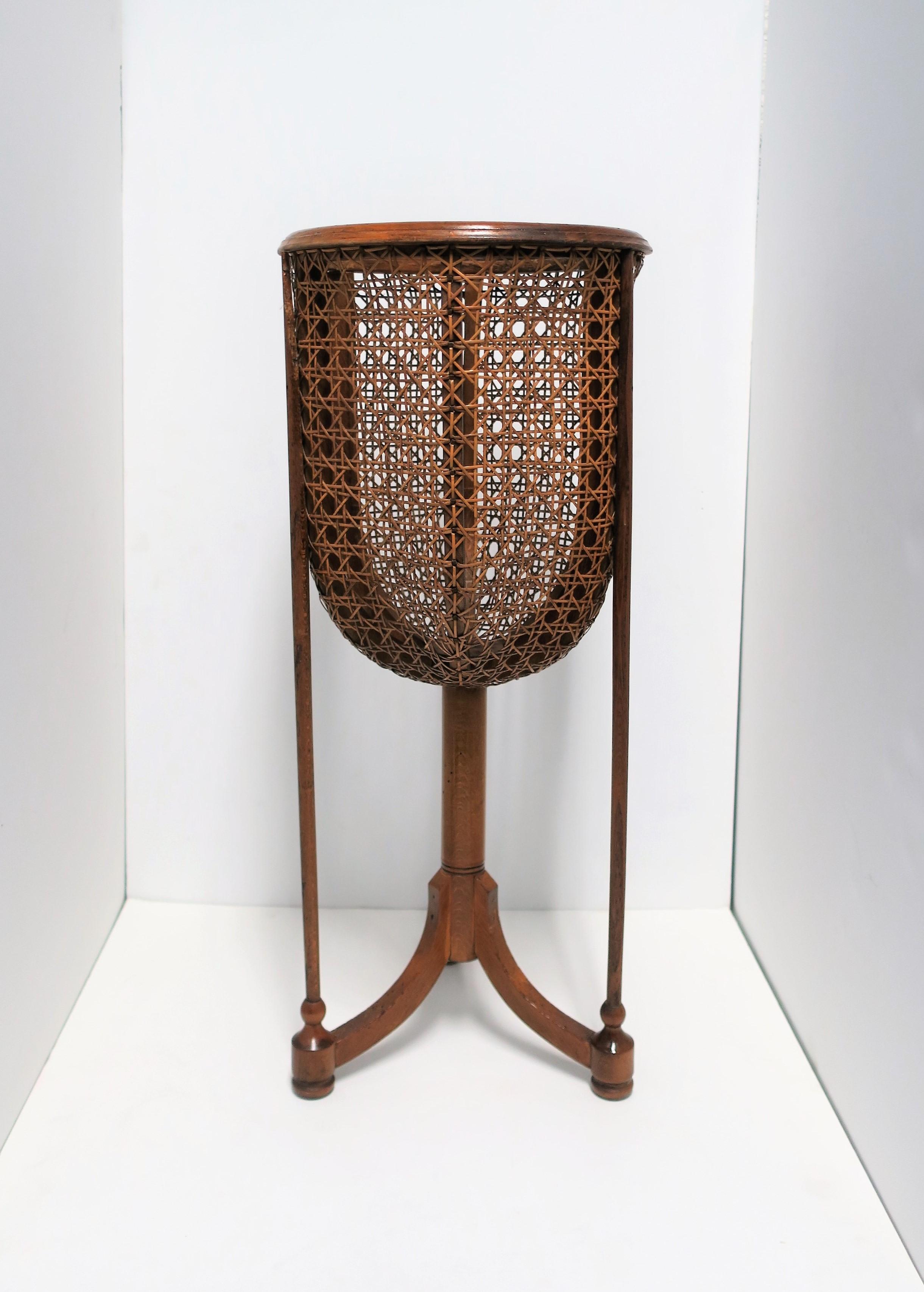 Vintage Wicker Cane Plant Stand 1