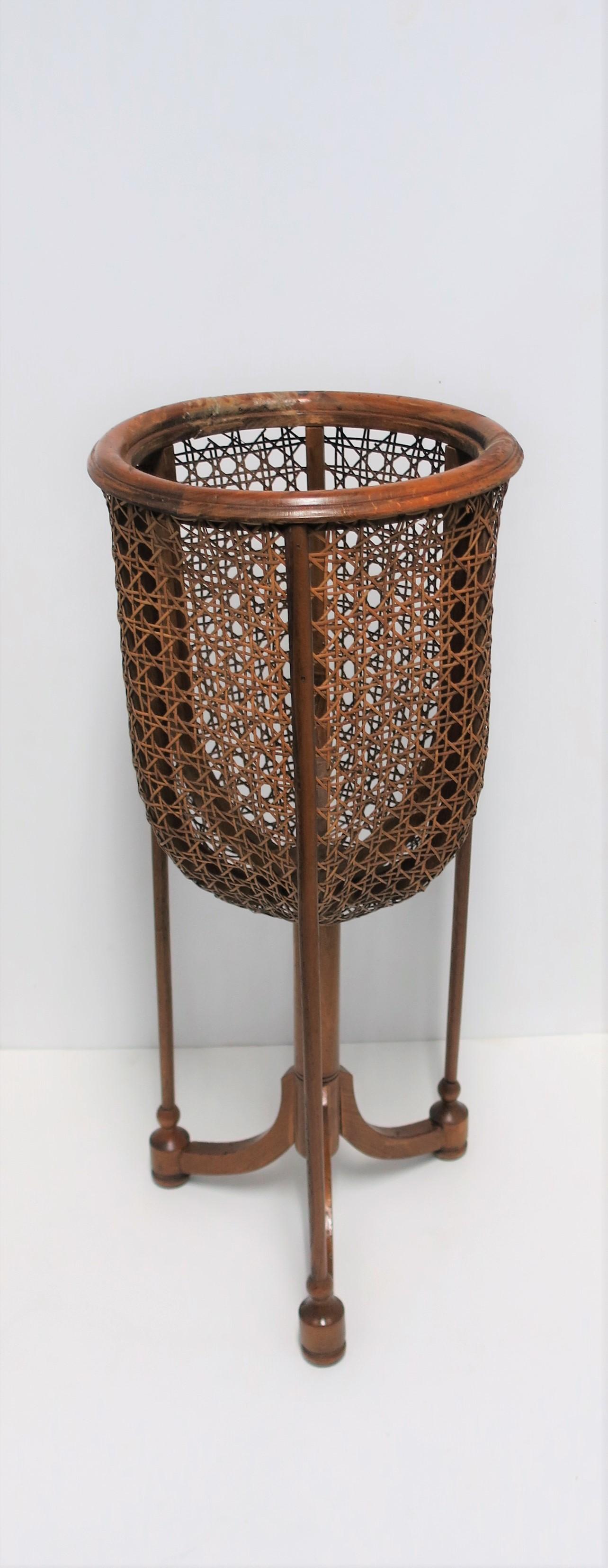 Vintage Wicker Cane Plant Stand 2