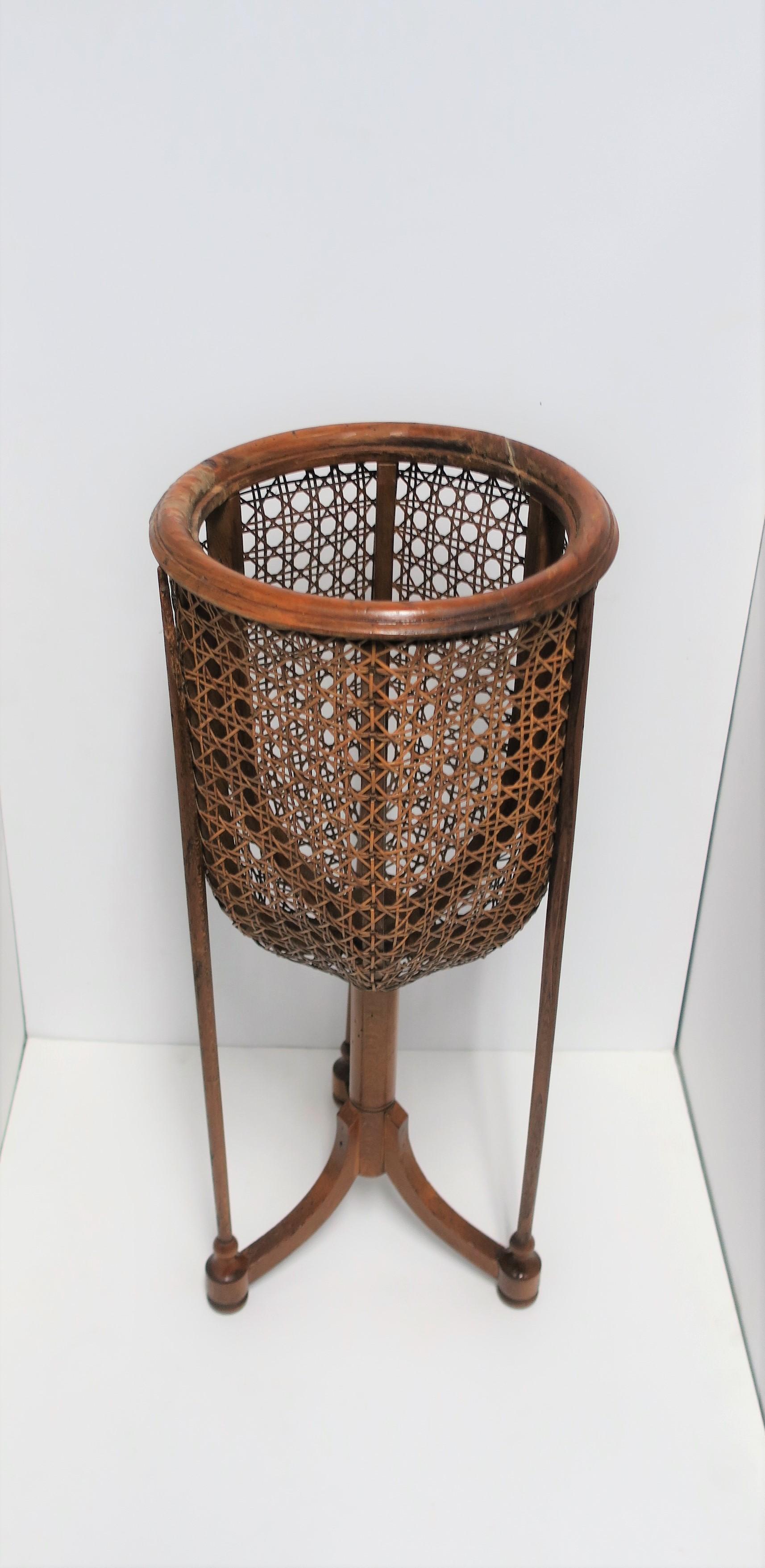 Vintage Wicker Cane Plant Stand 3