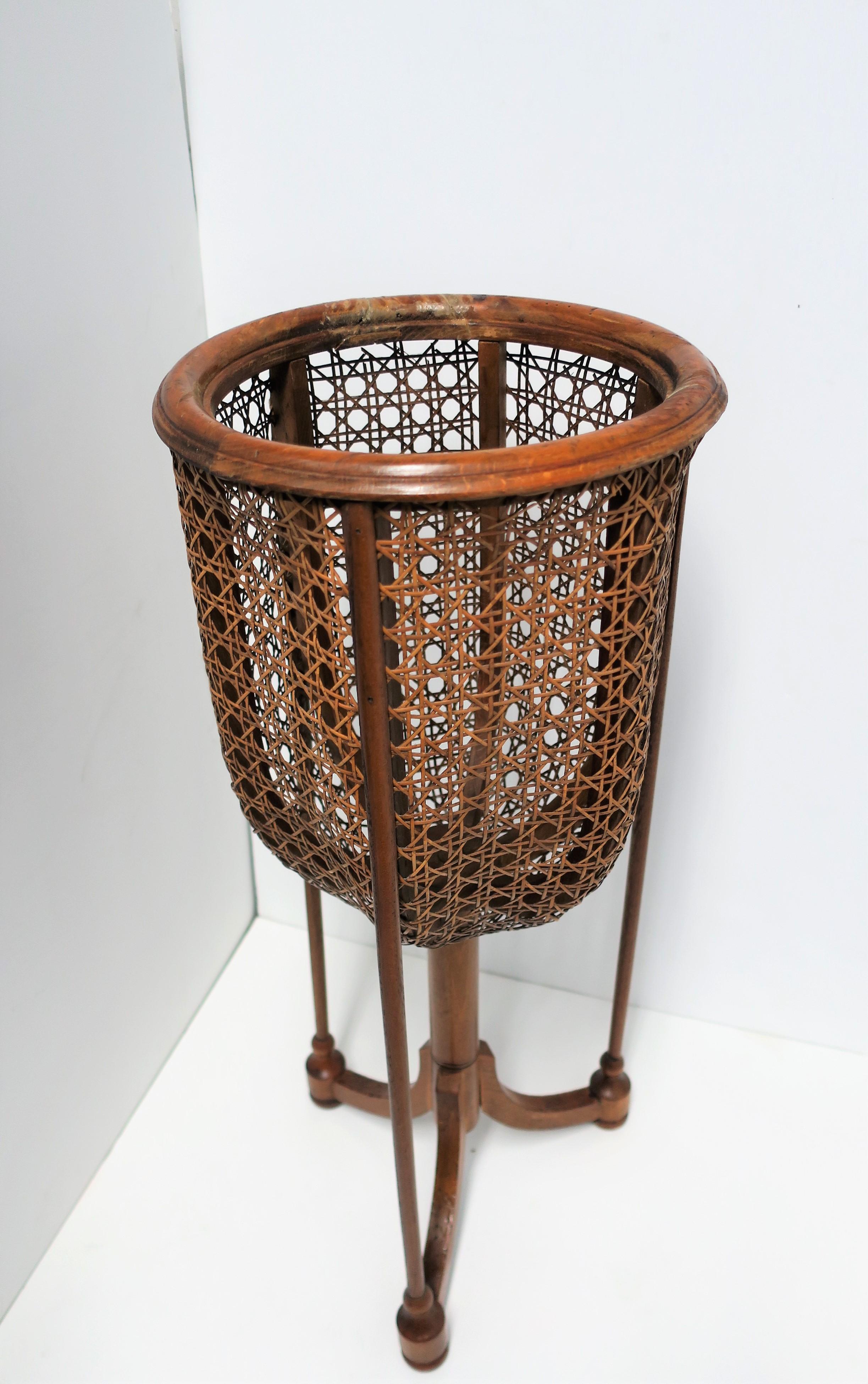Vintage Wicker Cane Plant Stand 4