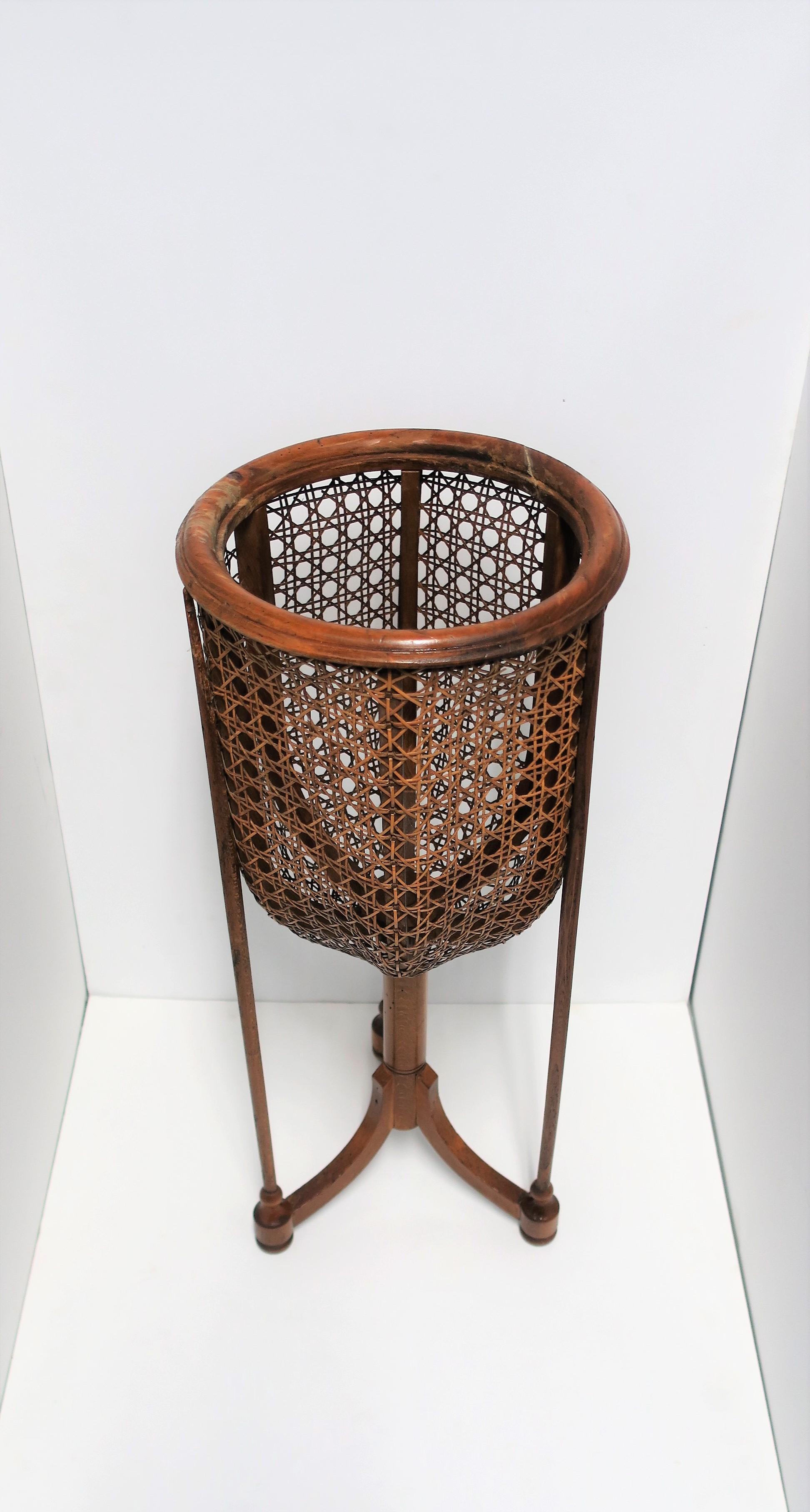Vintage Wicker Cane Plant Stand 5