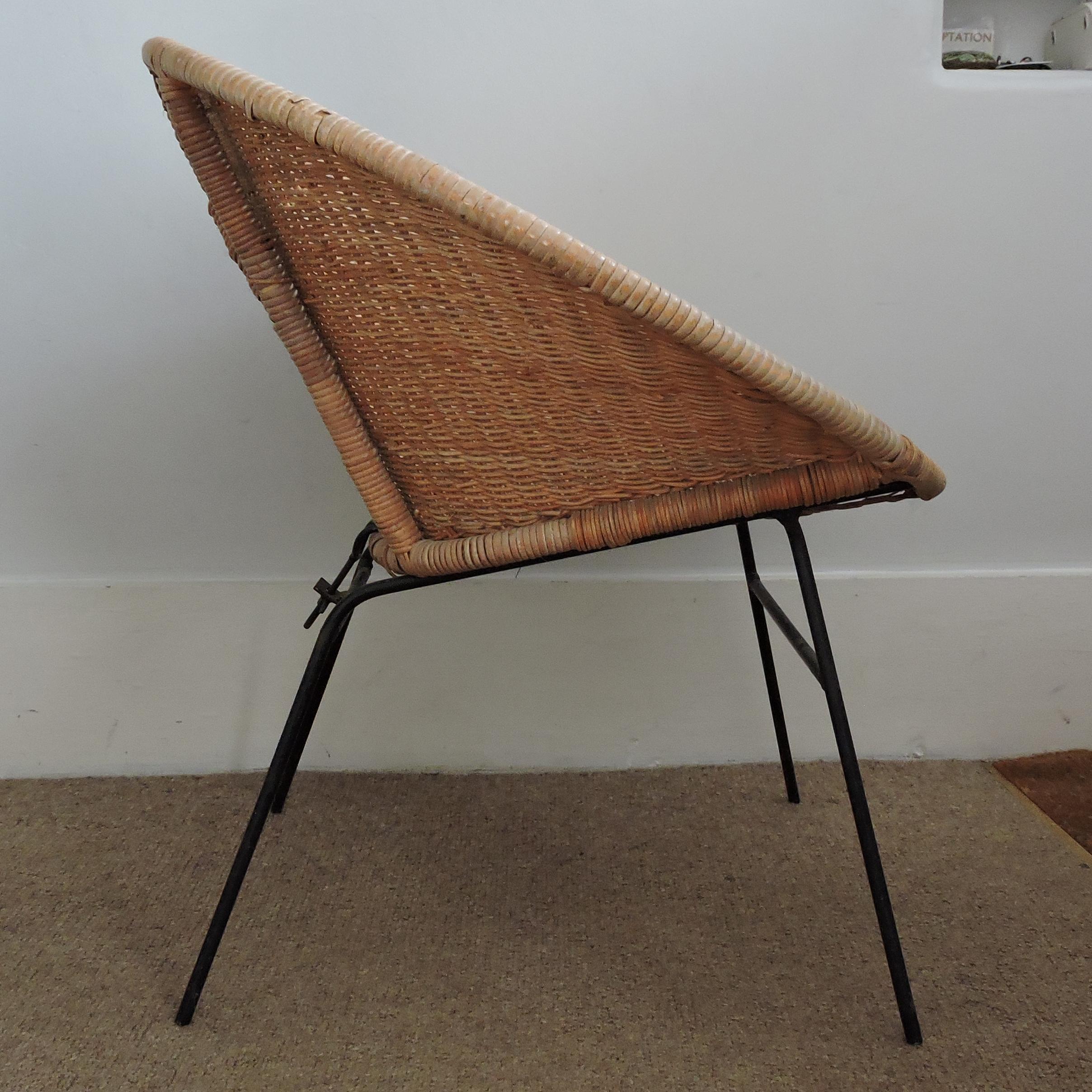 Mid-Century Modern Vintage Wicker Chair, 1970s