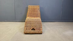 Chaise longue in vimini vintage, anni '80