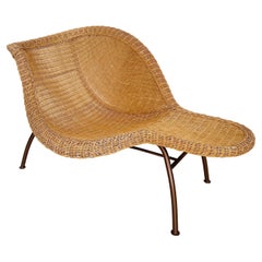 Vintage Wicker Chaise Lounge Chair