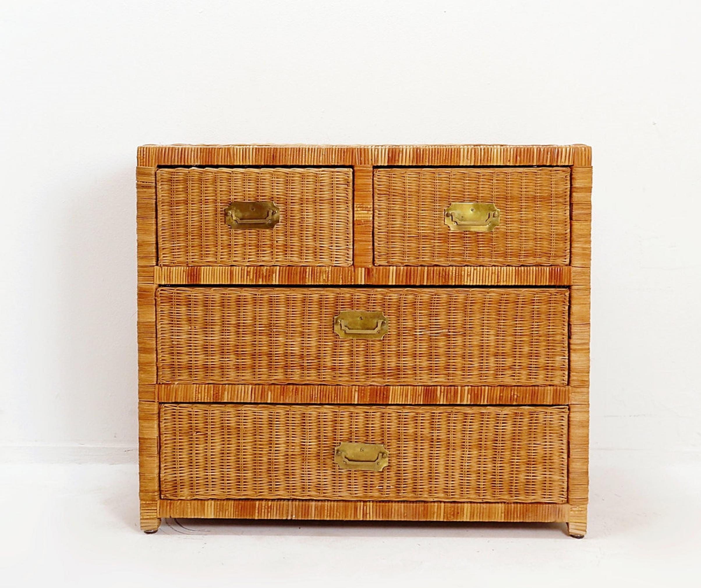 Cómoda vintage de mimbre - Años 60 Mimbre en venta