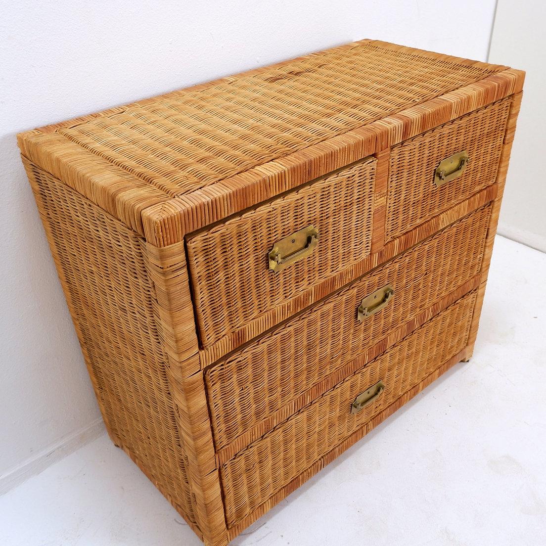 Cómoda vintage de mimbre - Años 60 en venta 3