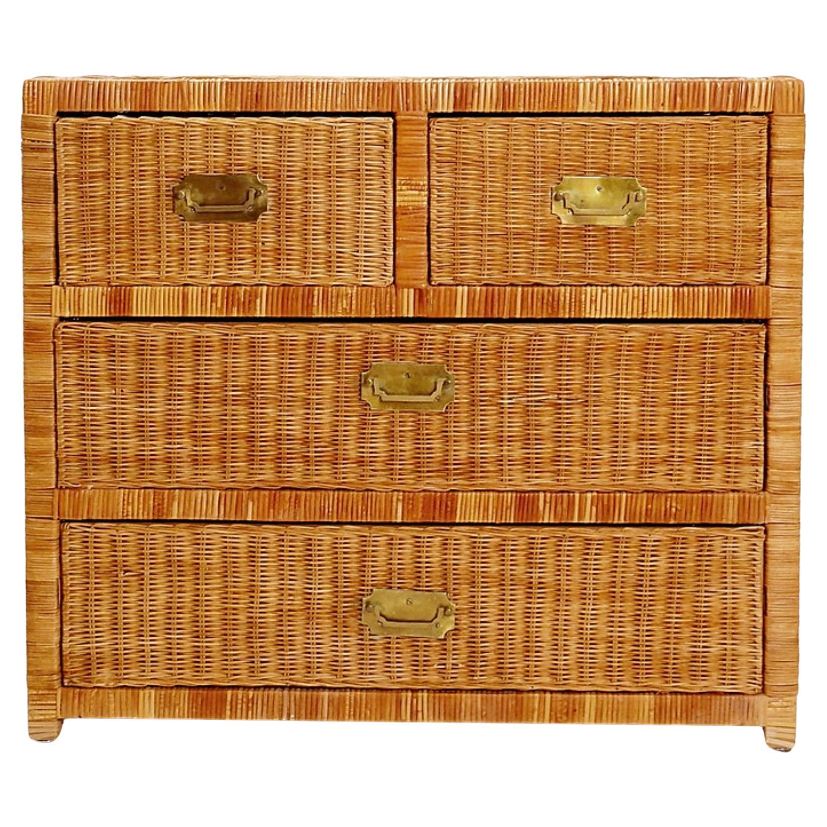 Commode en osier vintage - années 1960