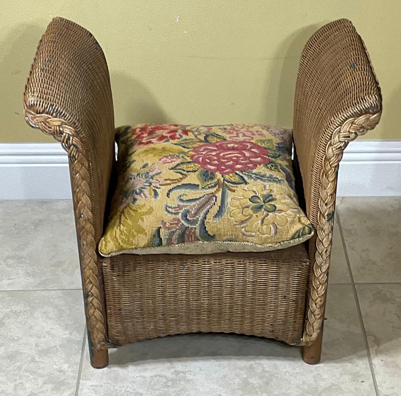 Metal Vintage Wicker Child Armchair For Sale