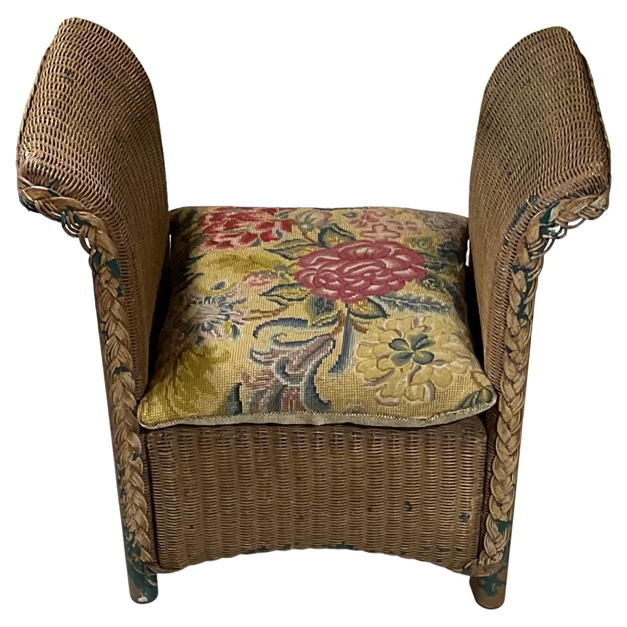 Vintage Wicker Child Armchair For Sale