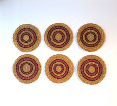 Dessous de cocktail en osier vintage, lot de 6