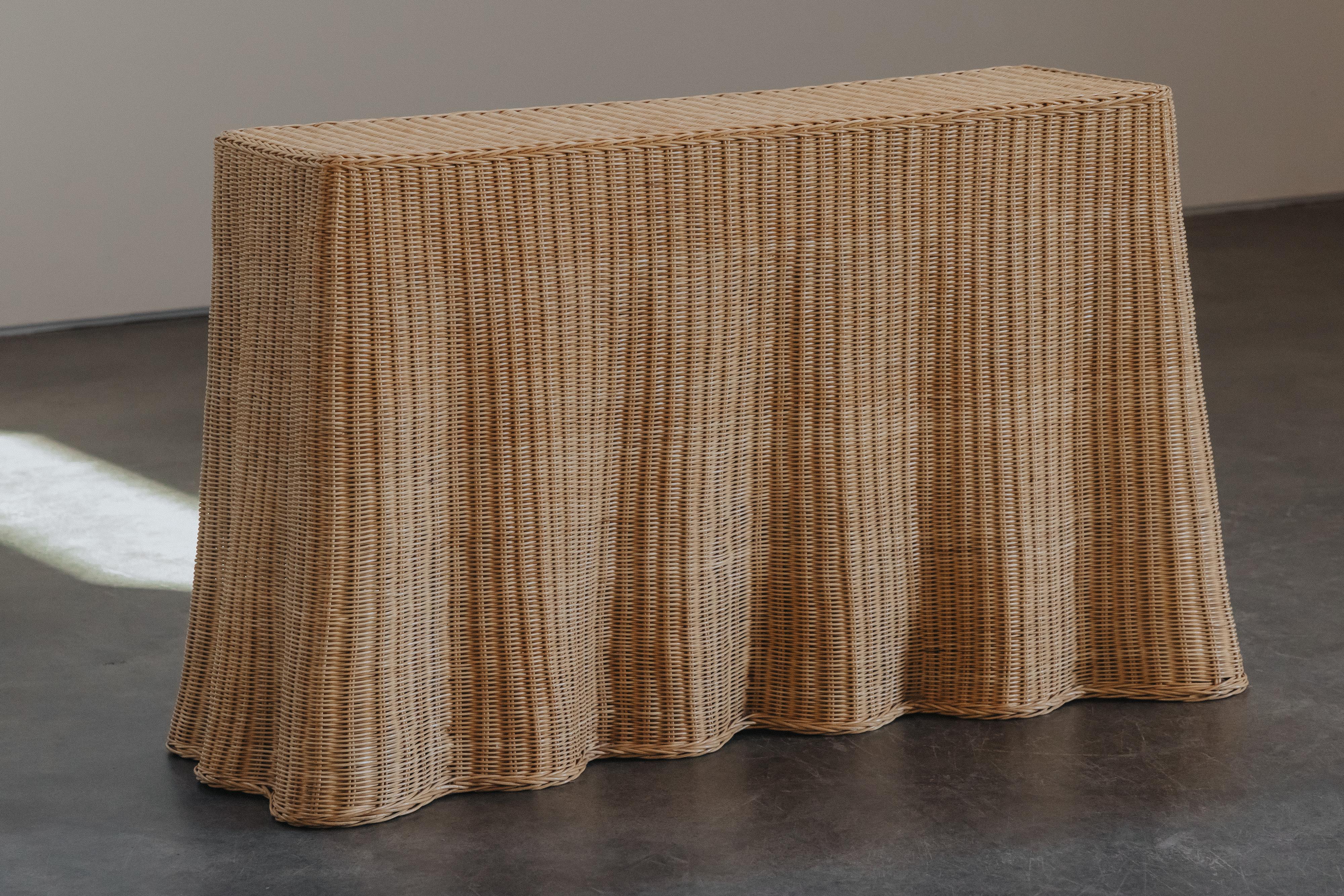 Vintage Wicker Console Table From France, Circa 1970 In Good Condition For Sale In Nashville, TN