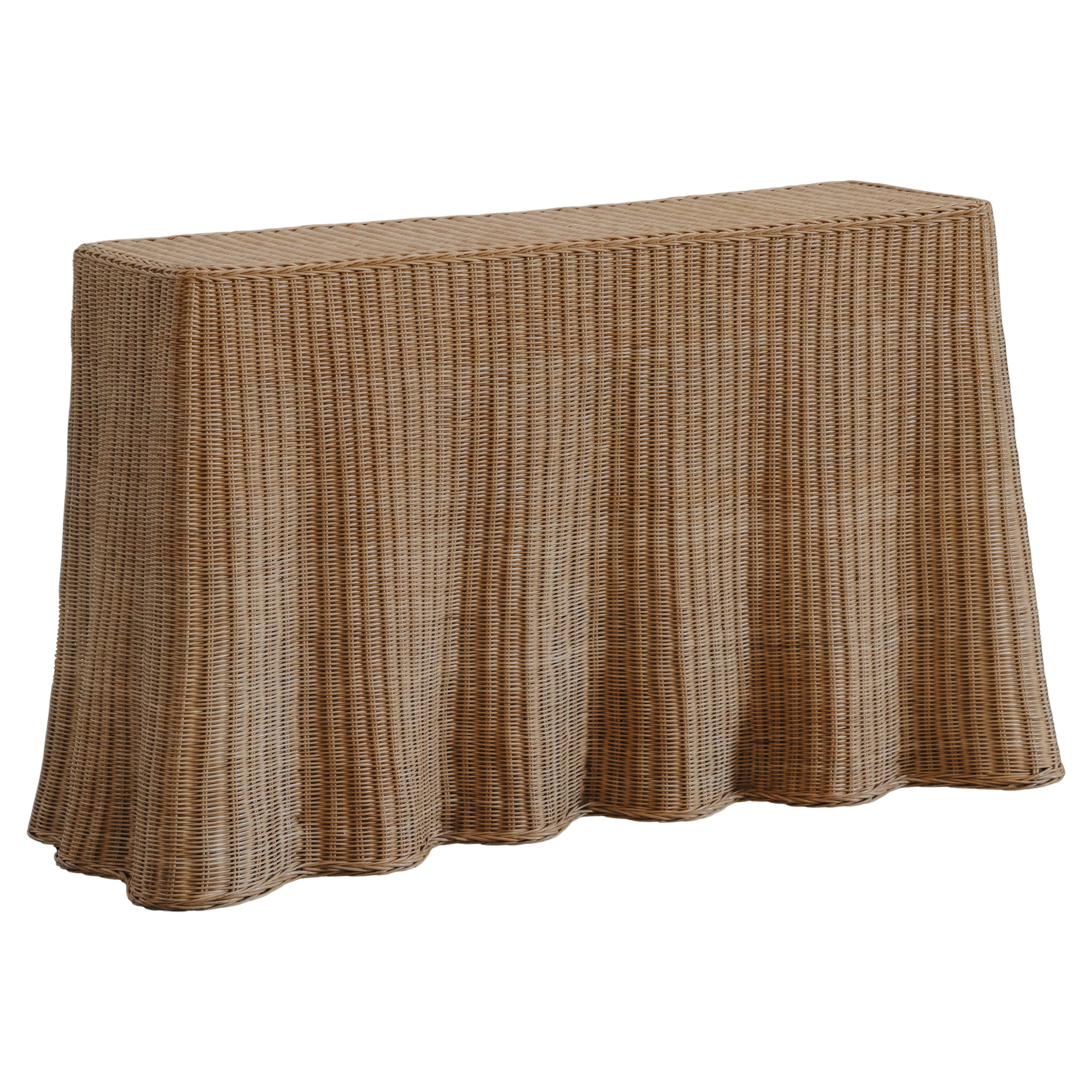 Vintage Wicker Console Table From France, Circa 1970 For Sale