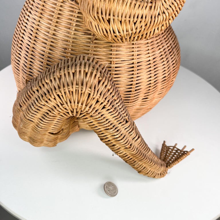 Vintage Wicker Decorative FROG Basket Catchall After Mario Lopez Torres