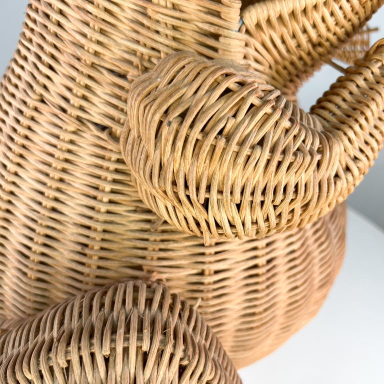 Vintage Wicker Decorative FROG Basket Catchall After Mario Lopez Torres