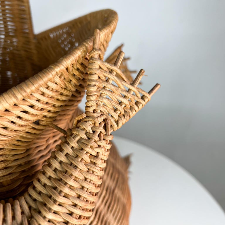 Vintage Wicker Decorative FROG Basket Catchall After Mario Lopez Torres