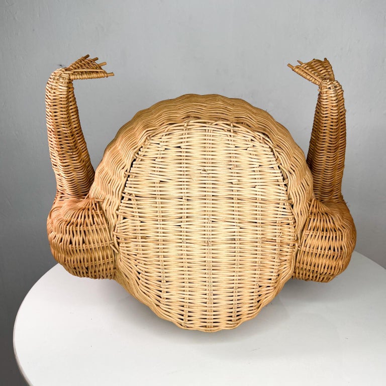 Vintage Wicker Decorative FROG Basket Catchall After Mario Lopez Torres