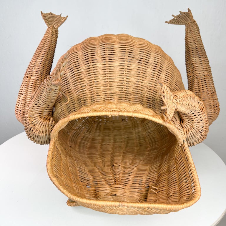 Vintage Wicker Decorative FROG Basket Catchall After Mario Lopez Torres