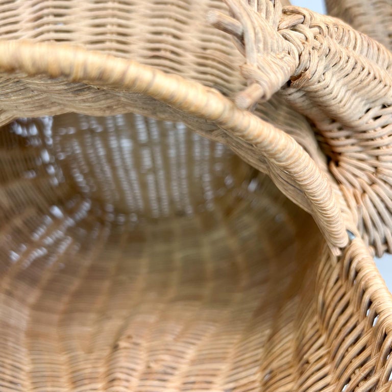 Vintage Wicker Decorative FROG Basket Catchall After Mario Lopez Torres