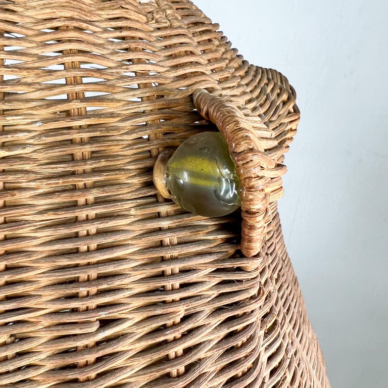 Vintage Wicker Decorative FROG Basket Catchall After Mario Lopez Torres