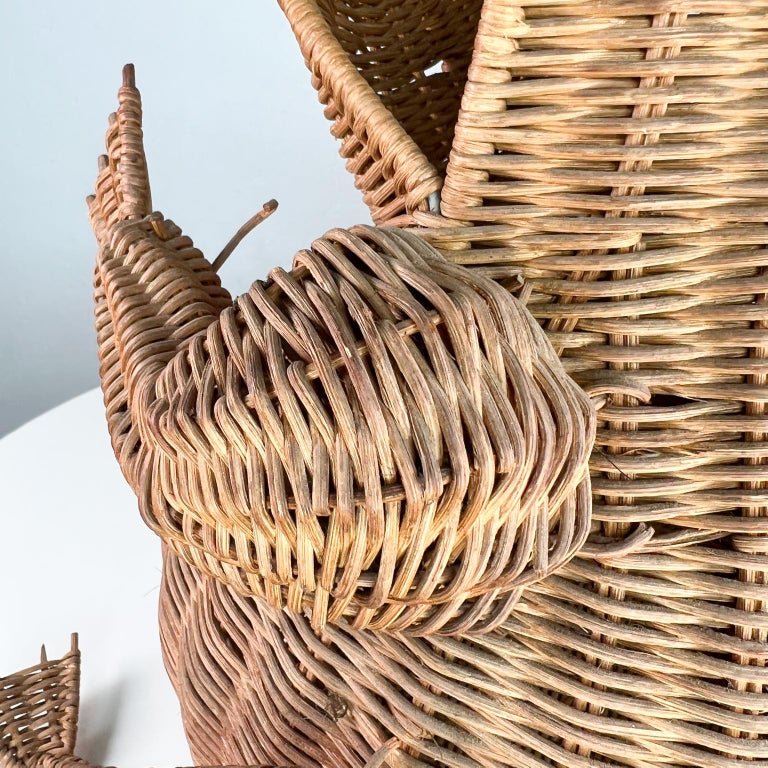 Vintage Wicker Decorative FROG Basket Catchall After Mario Lopez Torres