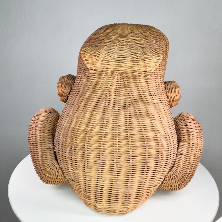 Vintage Wicker Decorative FROG Basket Catchall After Mario Lopez Torres