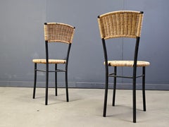 Vintage wicker dining chairs, 1980s - set of 4