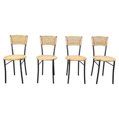 Vintage wicker dining chairs, 1980s - set of 4