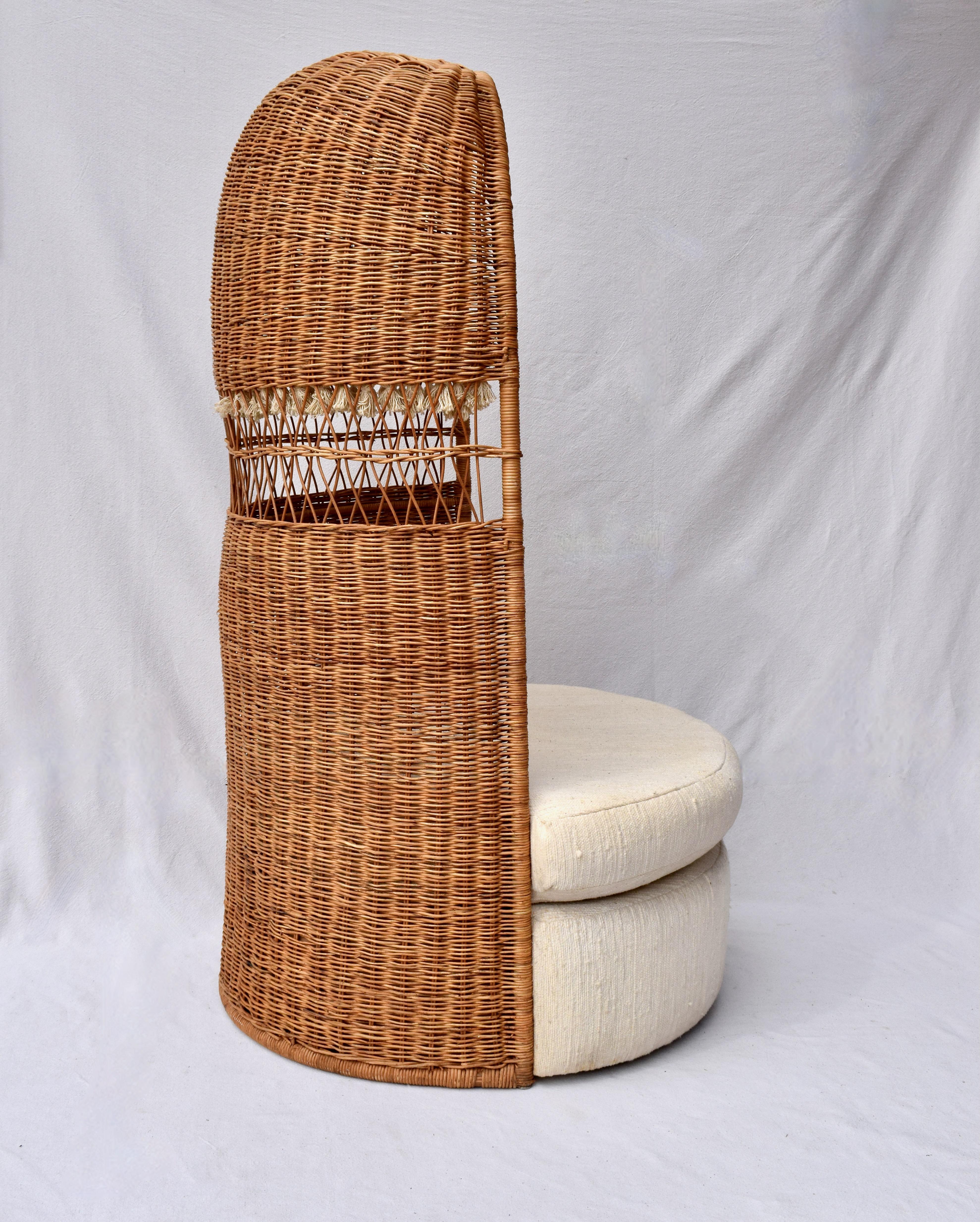 Organic Modern Vintage Wicker Dome Hooded Chair