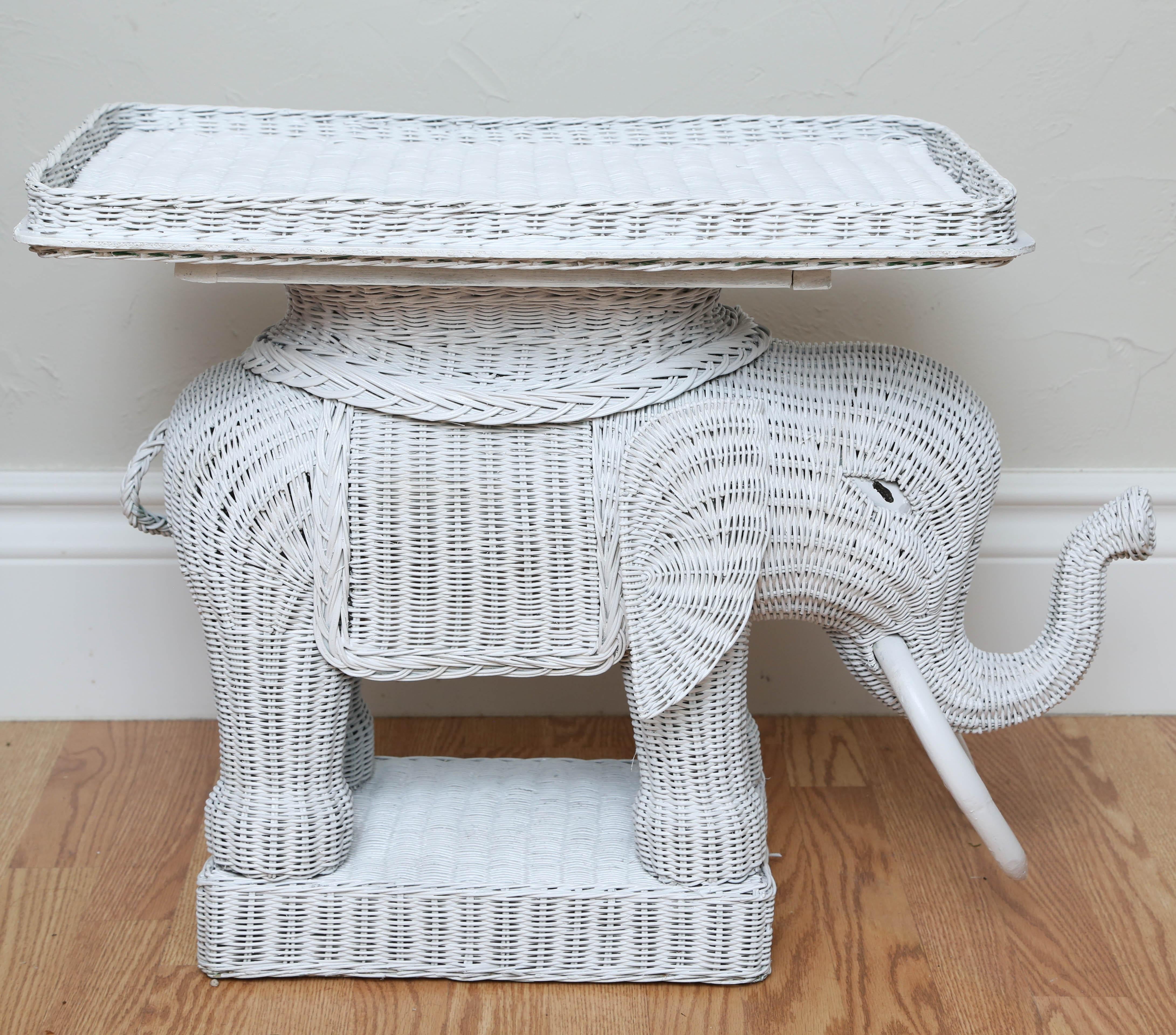 vintage wicker elephant table