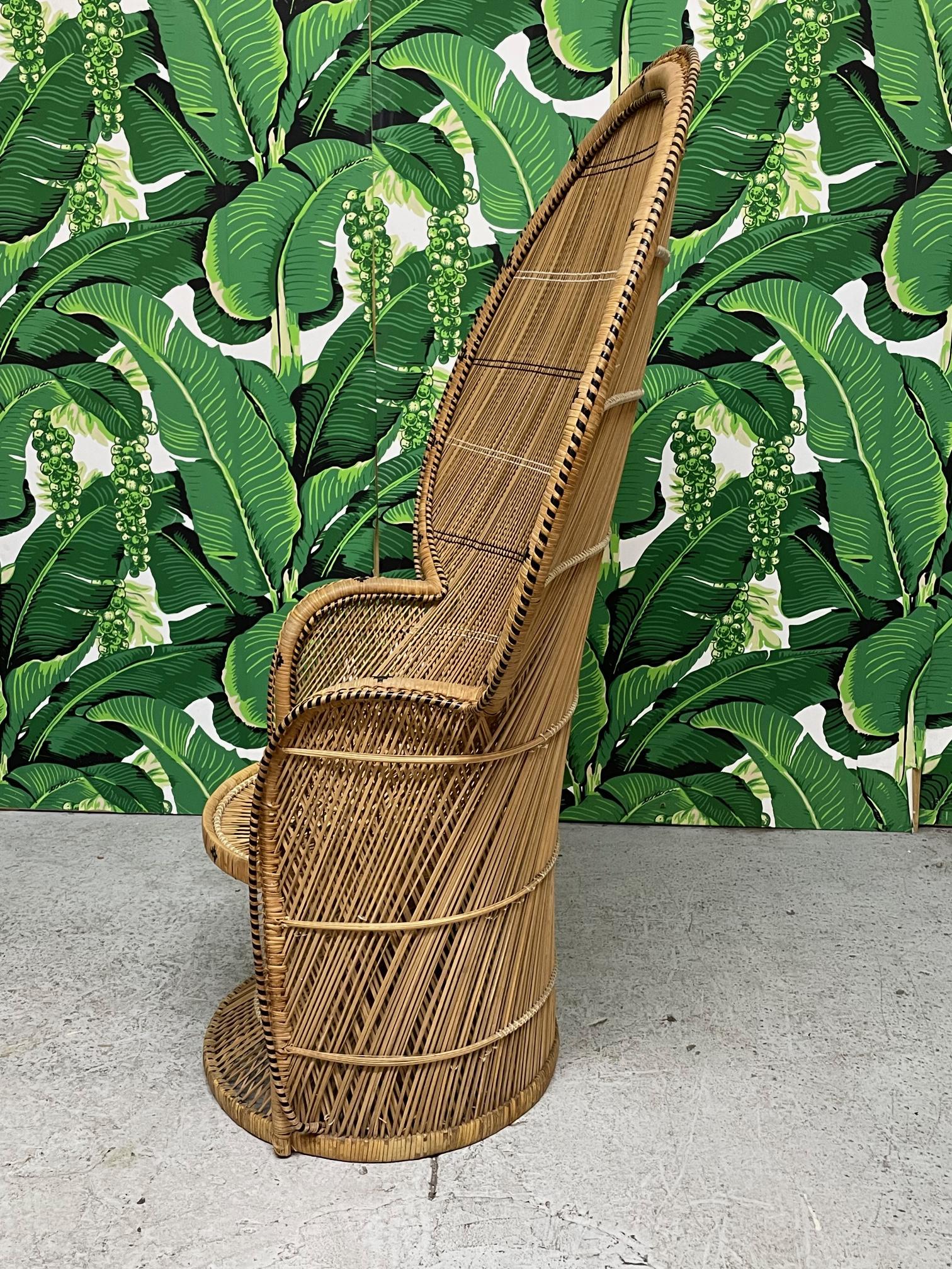 Vintage Wicker Emmanuelle Peacock Chair For Sale at 1stDibs