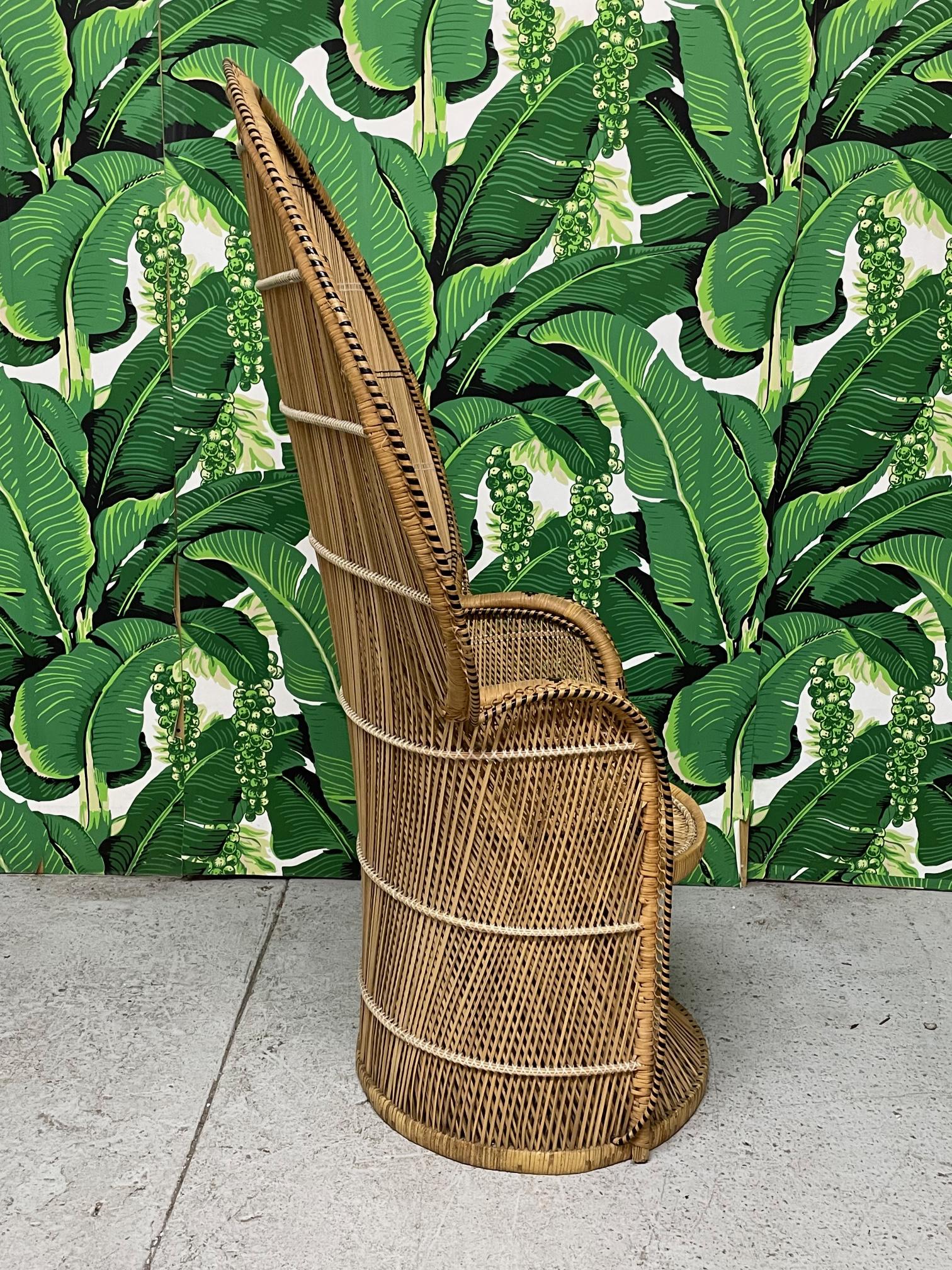 Vintage Wicker Emmanuelle Peacock Chair For Sale at 1stDibs