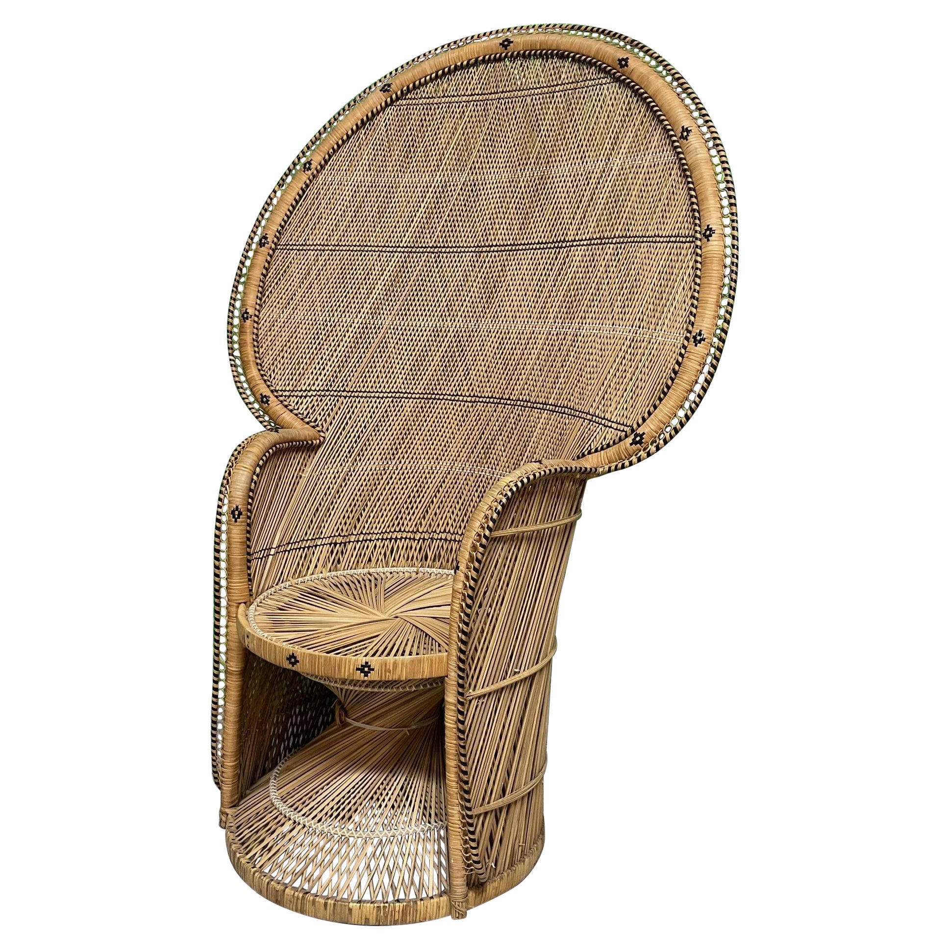 Vintage Wicker Emmanuelle Peacock Chair For Sale