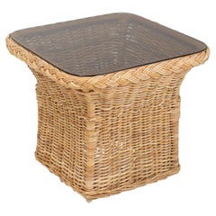 Table d'appoint en osier vintage ou table d'appoint en osier