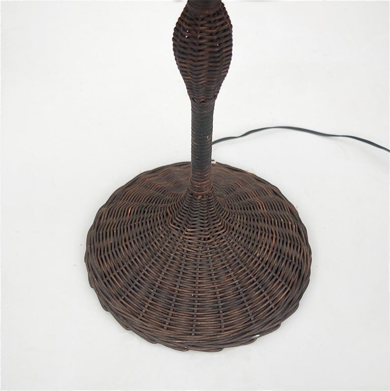 Vintage Wicker Floor Lamp with Original Fabric, 1960s For Sale at 1stdibs