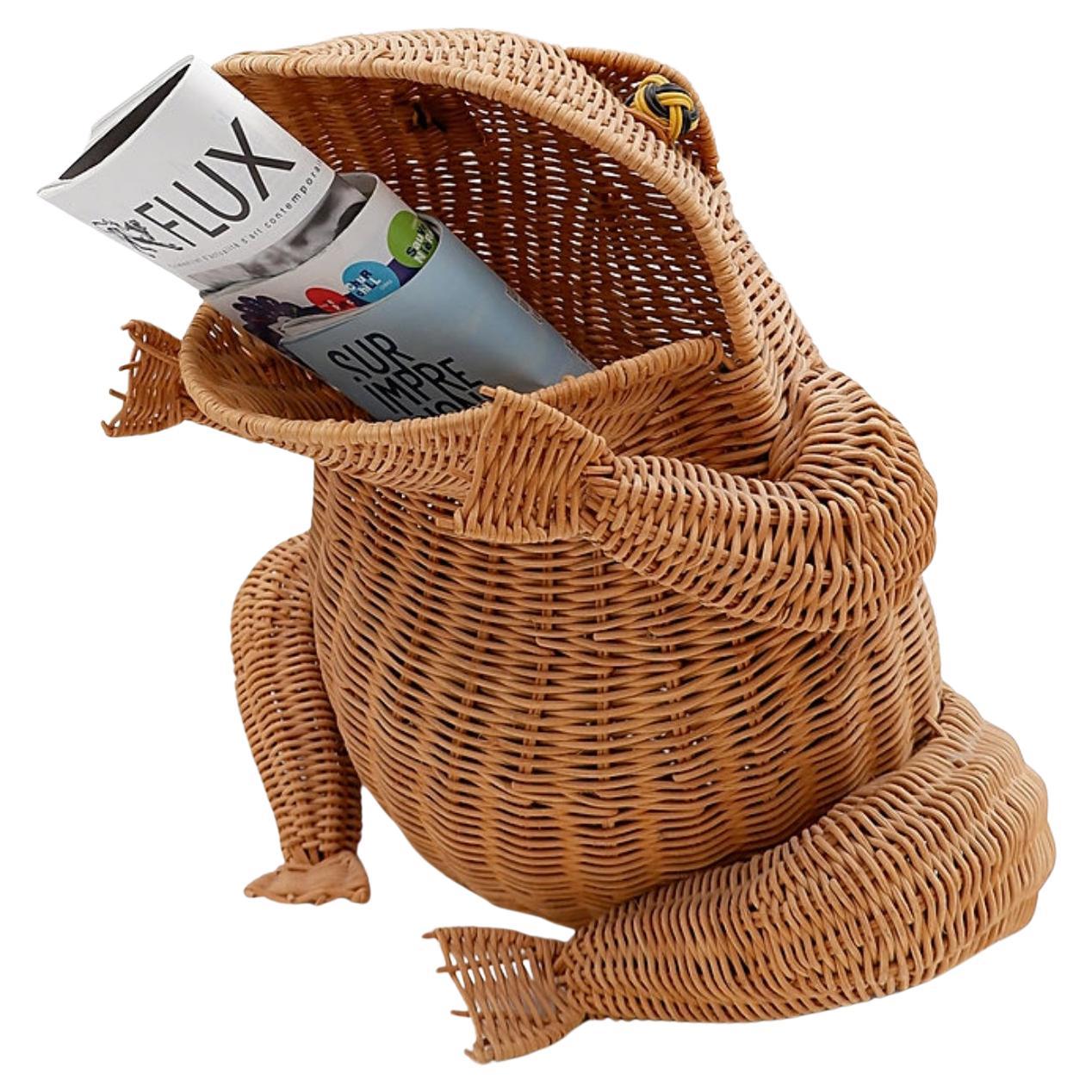 Rana e scoubidou in vimini d
epoca Olivier Cajan 1970