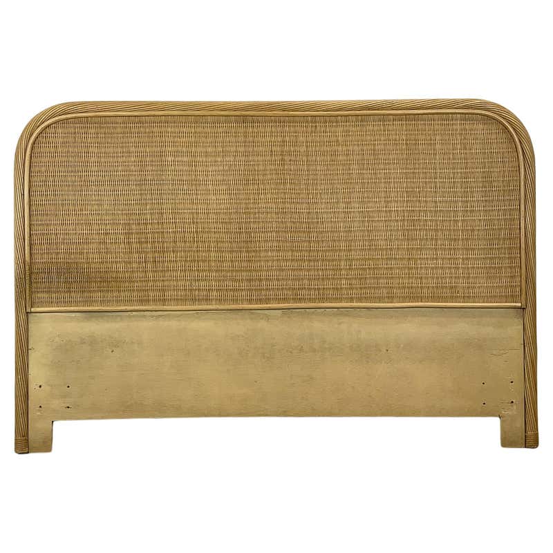 Henry Link White Wicker Twin Headboards - a Pair For Sale at 1stDibs