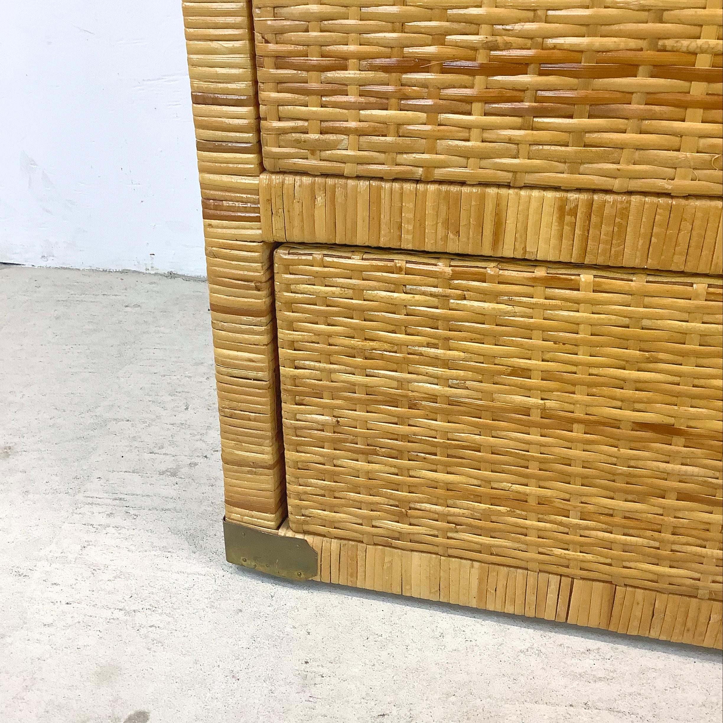 Vintage Wicker Highboy Dresser 6