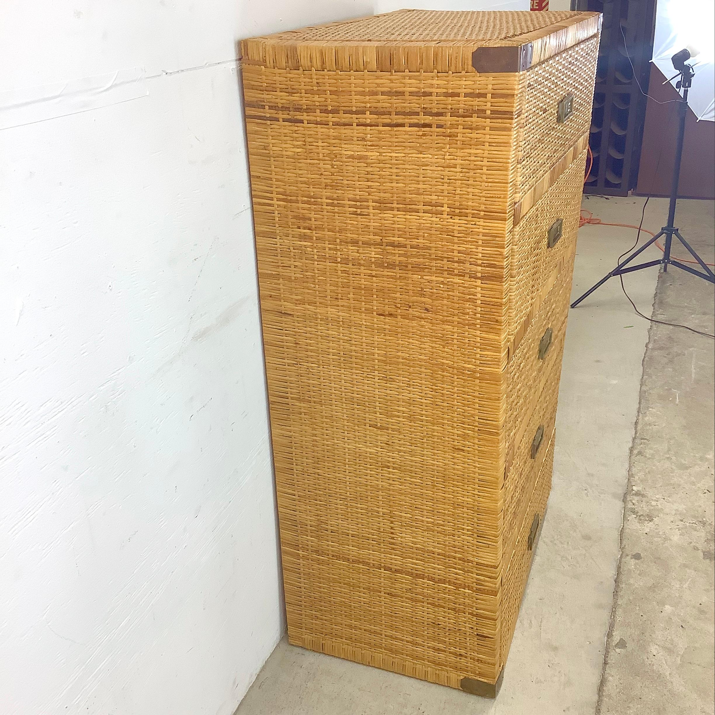 20th Century Vintage Wicker Highboy Dresser