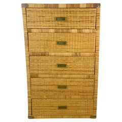 Vintage Wicker Highboy Dresser