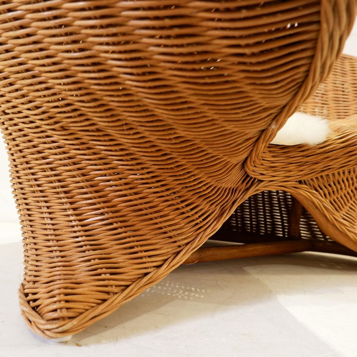 Silla vintage de mimbre Lotus para meditación, años 80 en Bueno estado para la venta en Uccle, BE