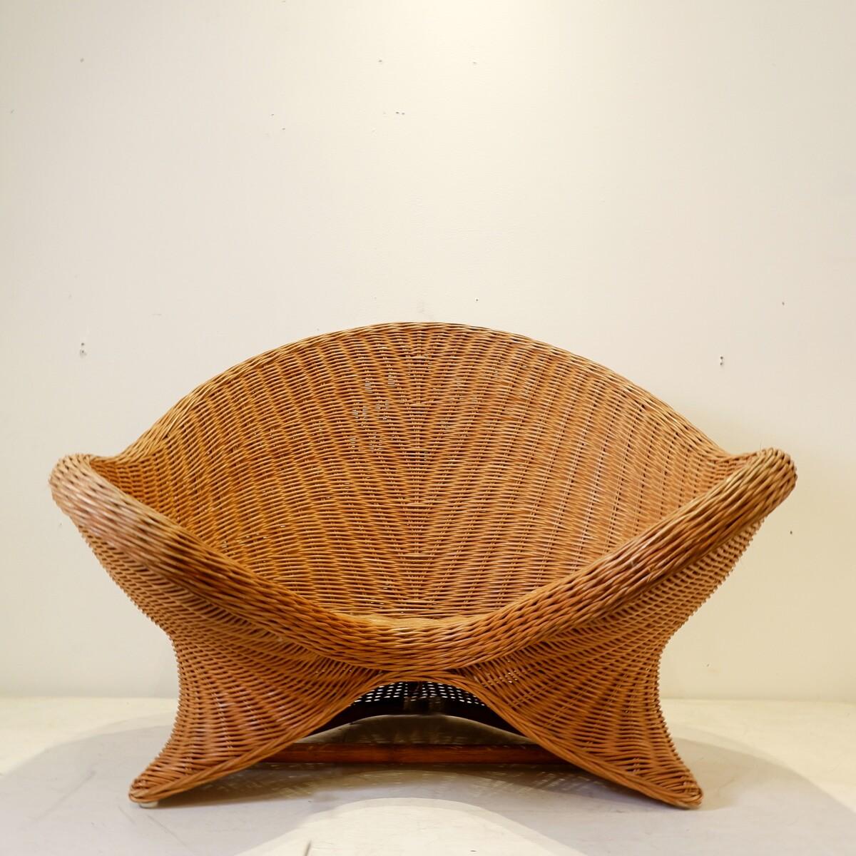 Silla vintage de mimbre Lotus para meditación, años 80 siglo XX en venta