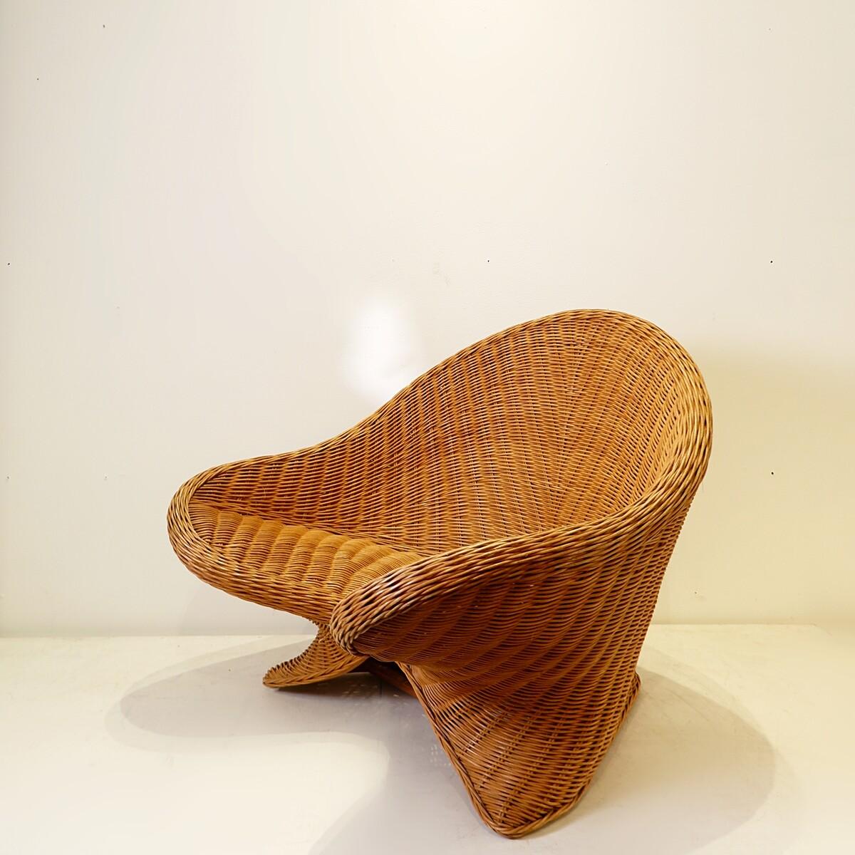 Silla vintage de mimbre Lotus para meditación, años 80 en venta 3